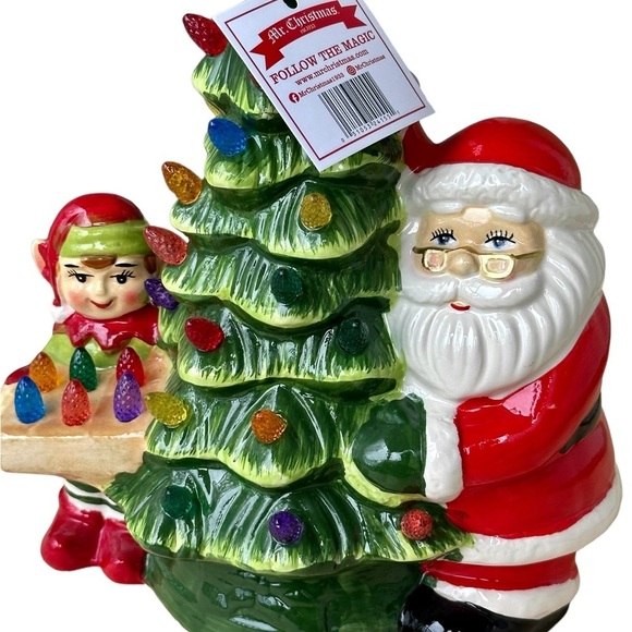 Mr. Christmas 10” Santa & elf Nostalgic Ceramic led lighted Tree NWT - Picture 10 of 14